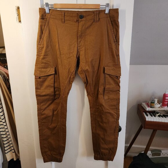 Men's brown tapered cargo pants - Picture 1 of 5